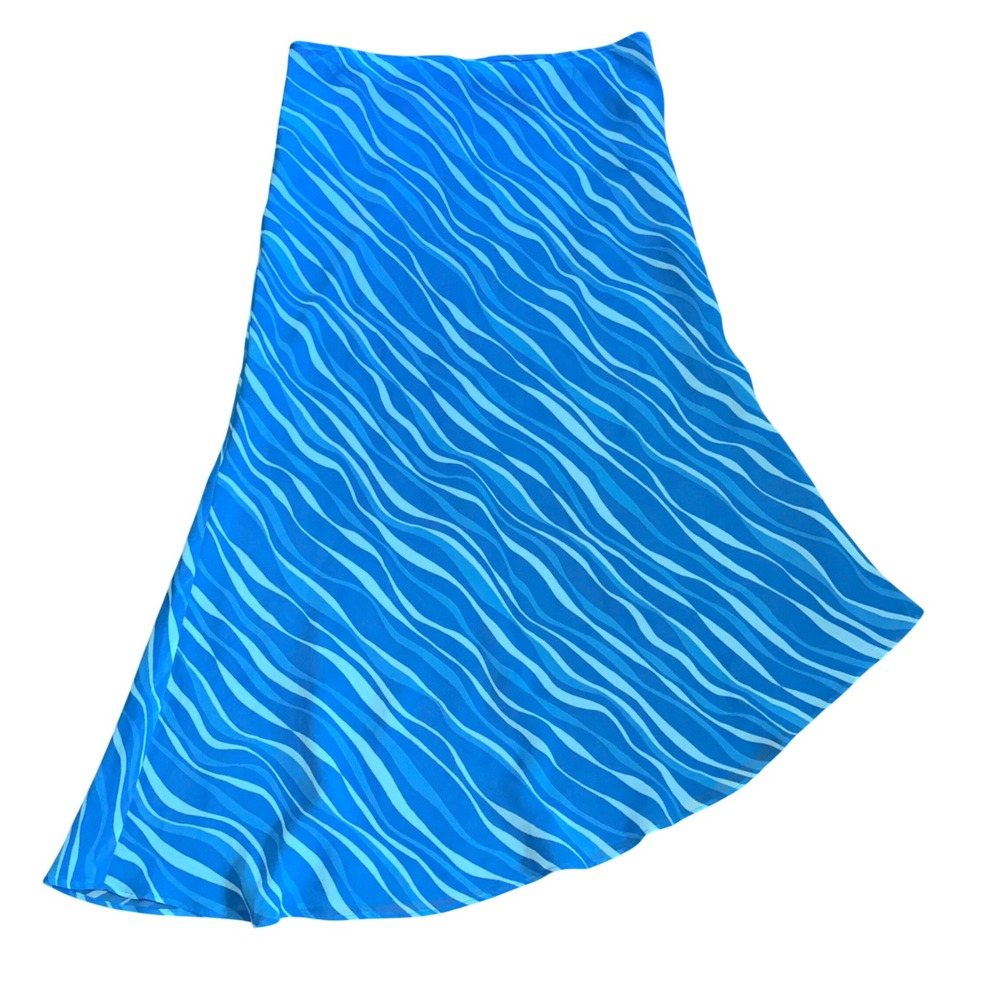 Vintage Y2K Blue Mermaid high low chiffon Express maxi skirt wavy small READ